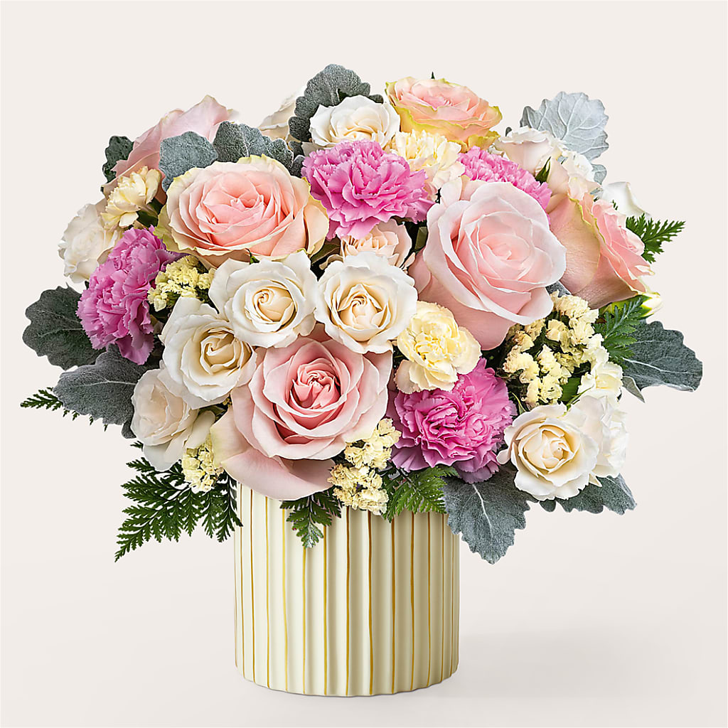 Blissful Moments Bouquet with Ivory Vase – ELLIOTT'S FLORIST & GIFTS, INC., Appomattox VA