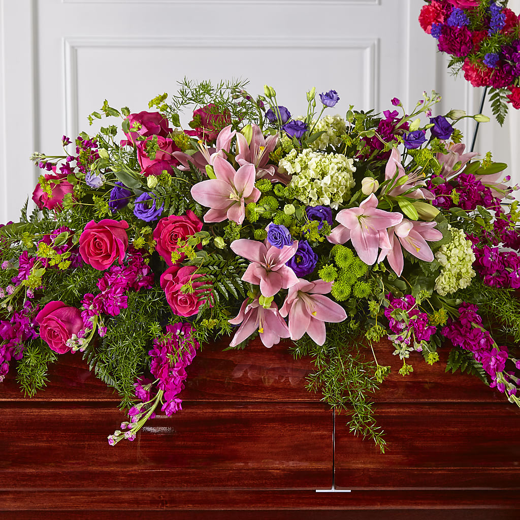 Radiant Tribute Casket Spray – ELLIOTT'S FLORIST & GIFTS, INC., Appomattox VA