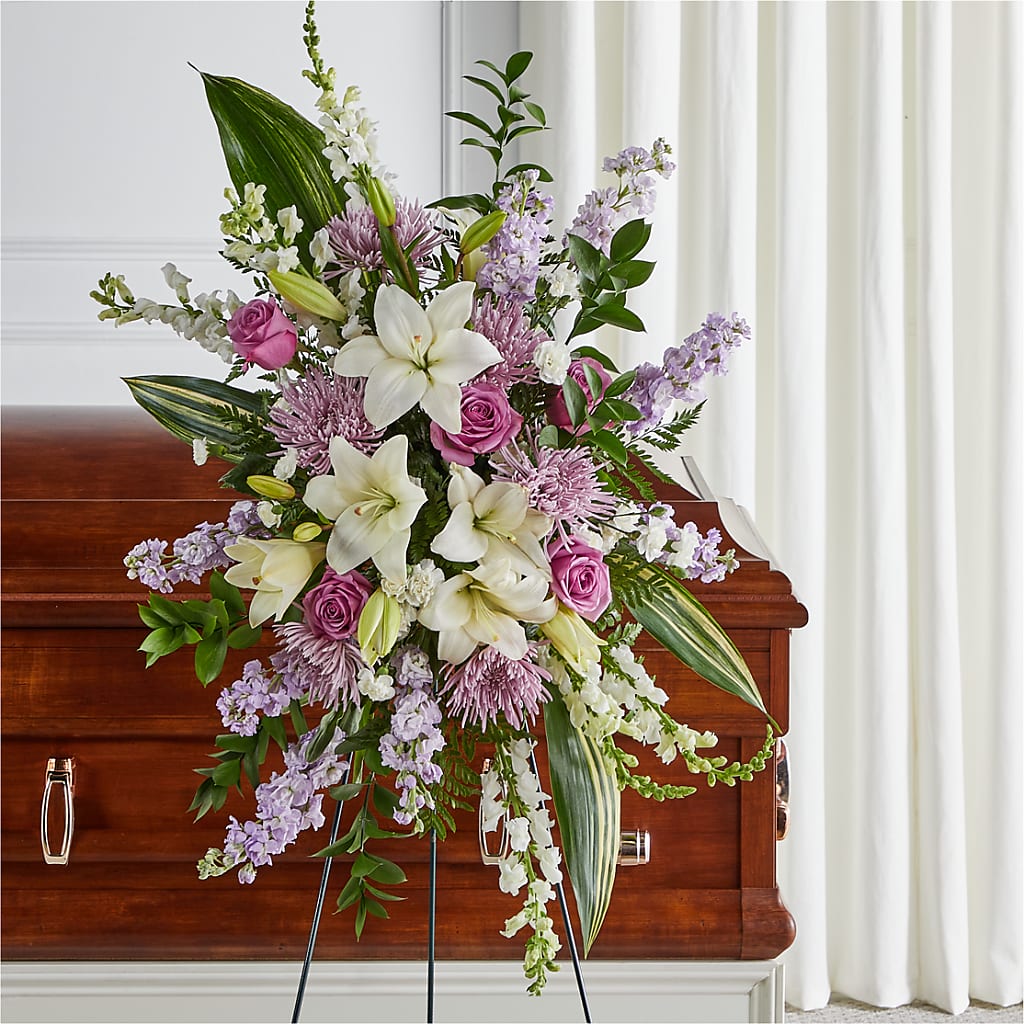 Grateful Hearts Standing Spray – ELLIOTT'S FLORIST & GIFTS, INC., Appomattox VA