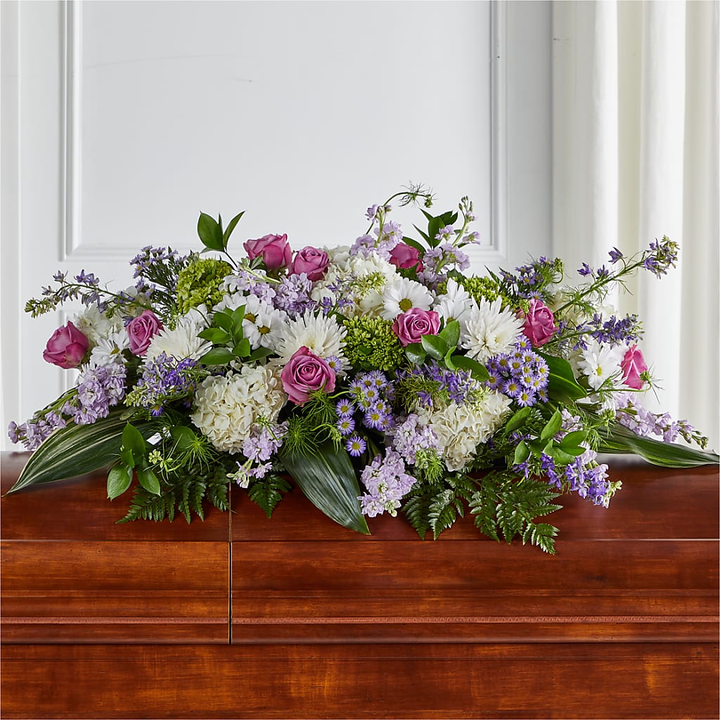 Meadows of Serenity Casket Spray – ELLIOTT'S FLORIST & GIFTS, INC., Appomattox VA