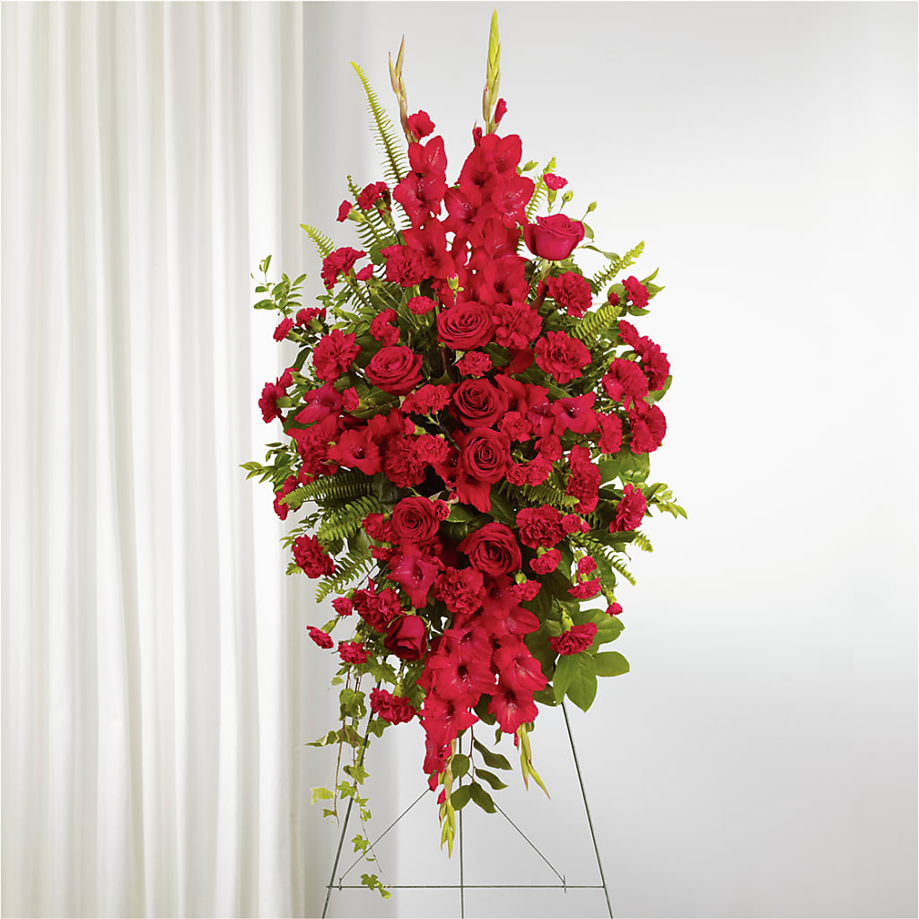 From the Heart Standing Spray – ELLIOTT'S FLORIST & GIFTS, INC., Appomattox VA