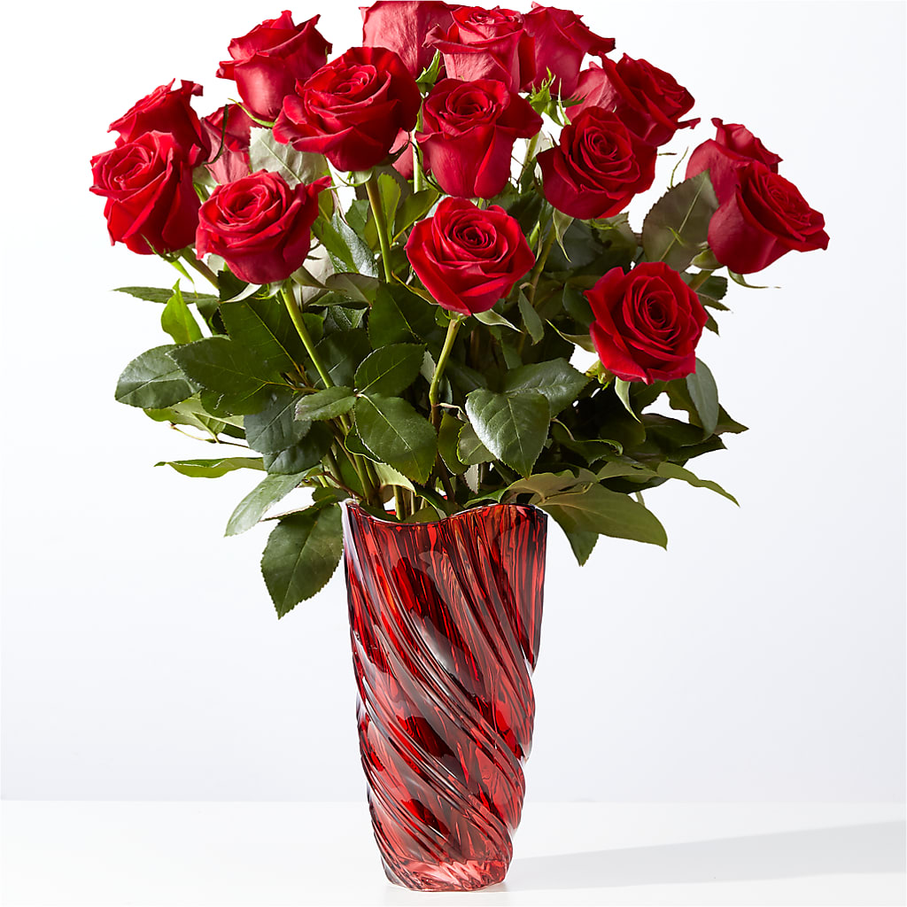 Classic Love Red Rose Bouquet with Luxe Swirl Vase – ELLIOTT'S FLORIST & GIFTS, INC., Appomattox VA