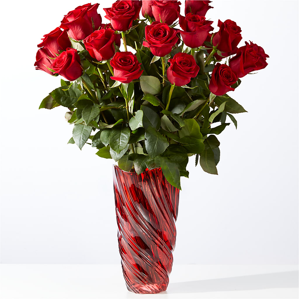 Classic Love Red Rose Bouquet with Luxe Swirl Vase – ELLIOTT'S FLORIST & GIFTS, INC., Appomattox VA