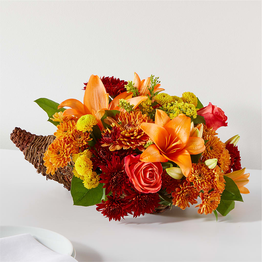 Bouquet of Blessings Cornucopia – ELLIOTT'S FLORIST & GIFTS, INC., Appomattox VA
