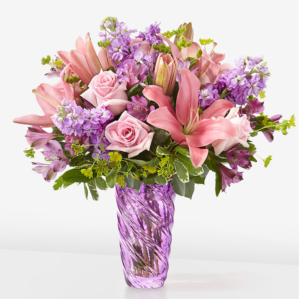 Precious Petals Bouquet with Luxe Swirl Vase – ELLIOTT'S FLORIST & GIFTS, INC., Appomattox VA