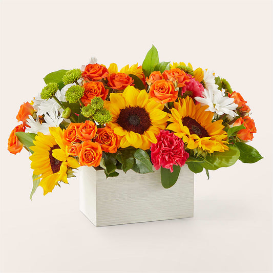 Sun-drenched Blooms Box Bouquet – ELLIOTT'S FLORIST & GIFTS, INC., Appomattox VA