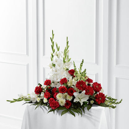Crimson & White Arrangement – ELLIOTT'S FLORIST & GIFTS, INC., Appomattox VA