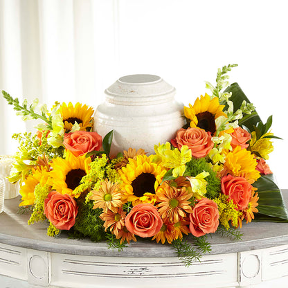 Faithful Sunflower Cremation Adornment – ELLIOTT'S FLORIST & GIFTS, INC., Appomattox VA