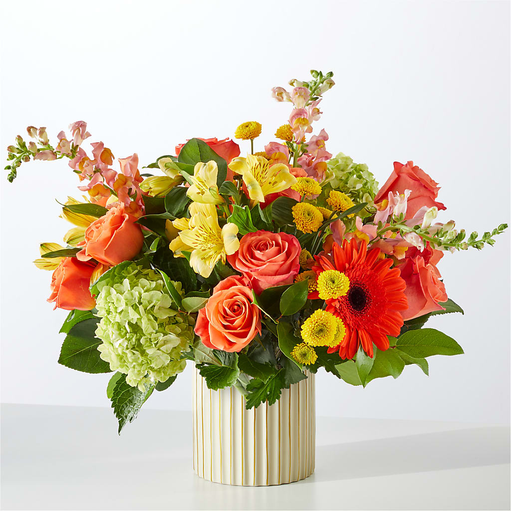Autumn Sunshine Bouquet with Ivory Vase – ELLIOTT'S FLORIST & GIFTS, INC., Appomattox VA