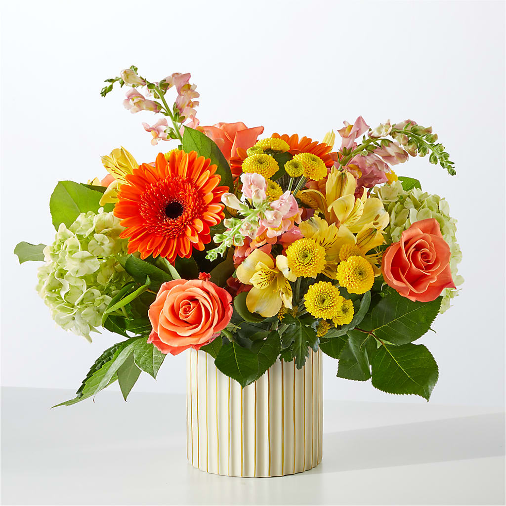 Autumn Sunshine Bouquet with Ivory Vase – ELLIOTT'S FLORIST & GIFTS, INC., Appomattox VA