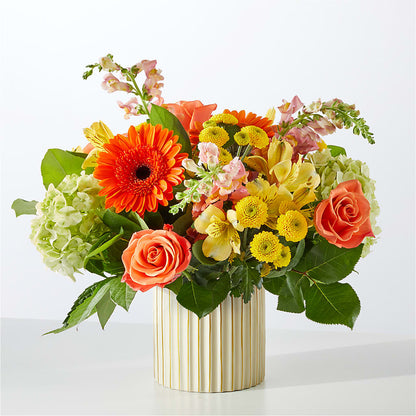 Autumn Sunshine Bouquet with Ivory Vase – ELLIOTT'S FLORIST & GIFTS, INC., Appomattox VA